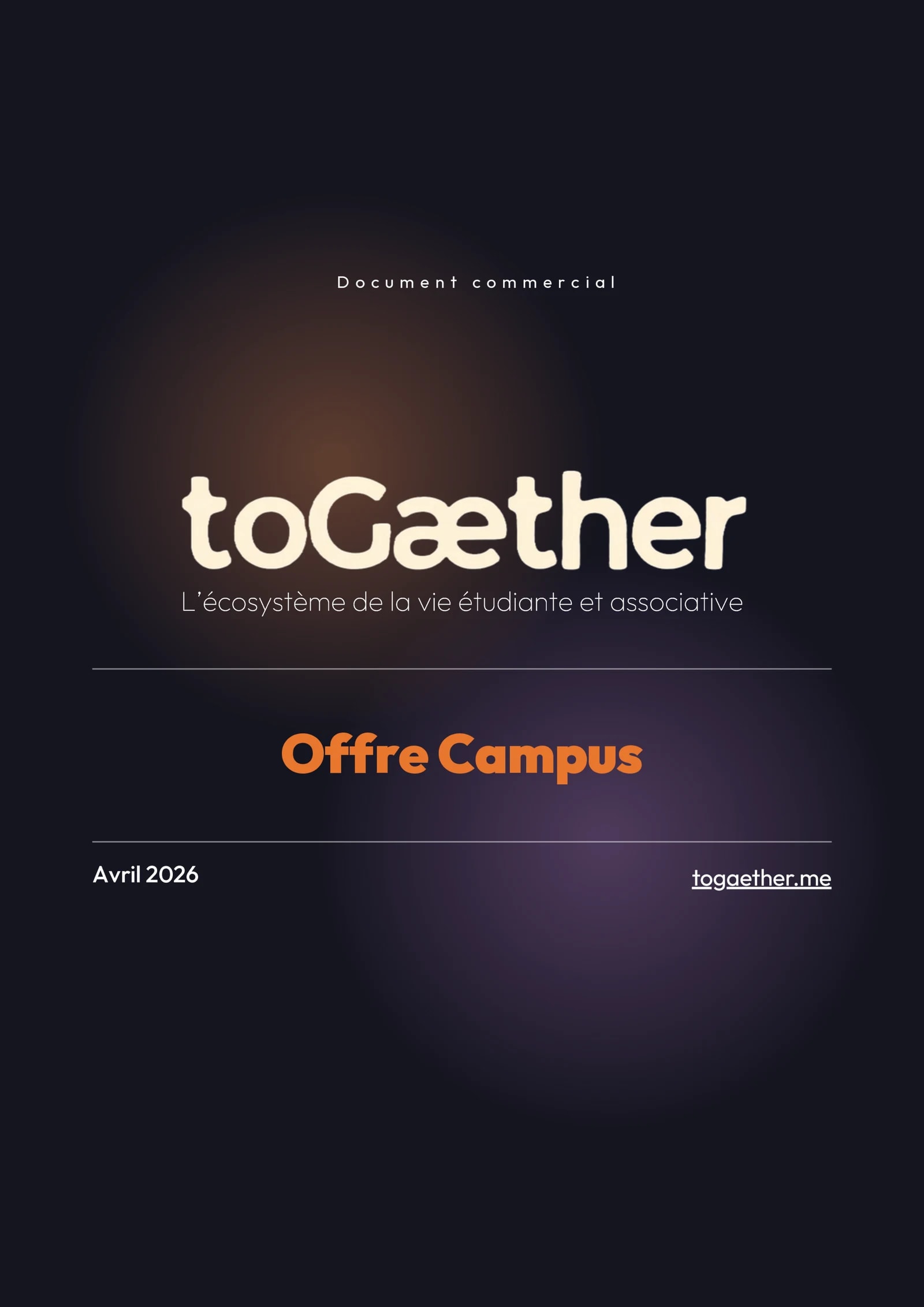 Couverture de la brochure toGæther « Offre Campus ».